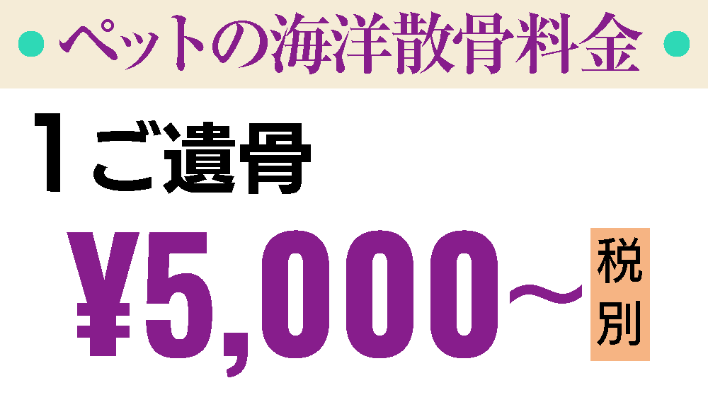 ペットの海洋散骨料金：5000円（税別）